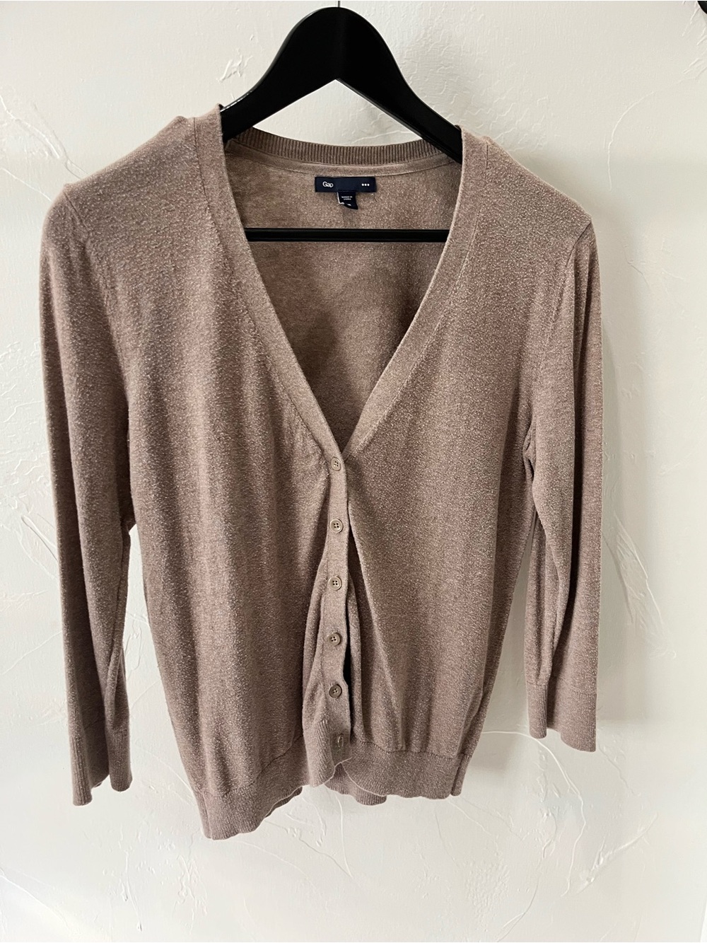 GAP Brown Taupe V-Neck Button-Front Cardigan